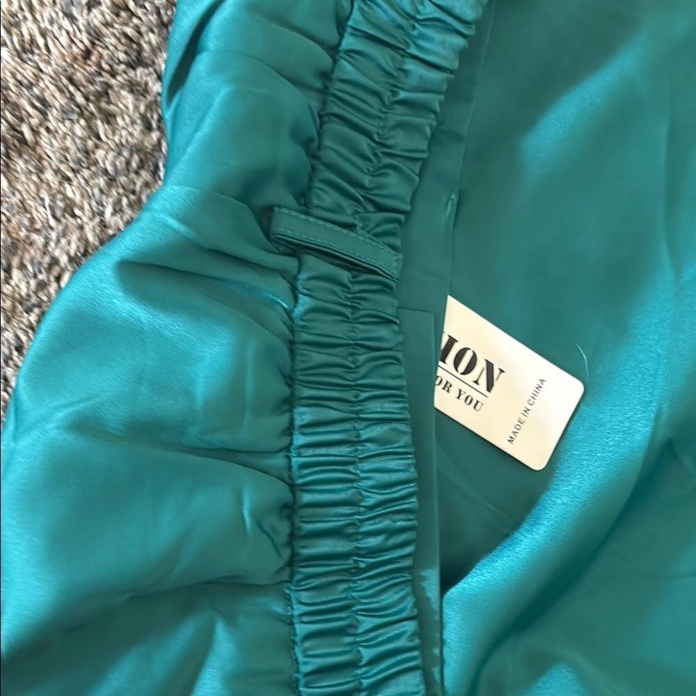Teal silk wide leg Trousers - Picture 5 of 5